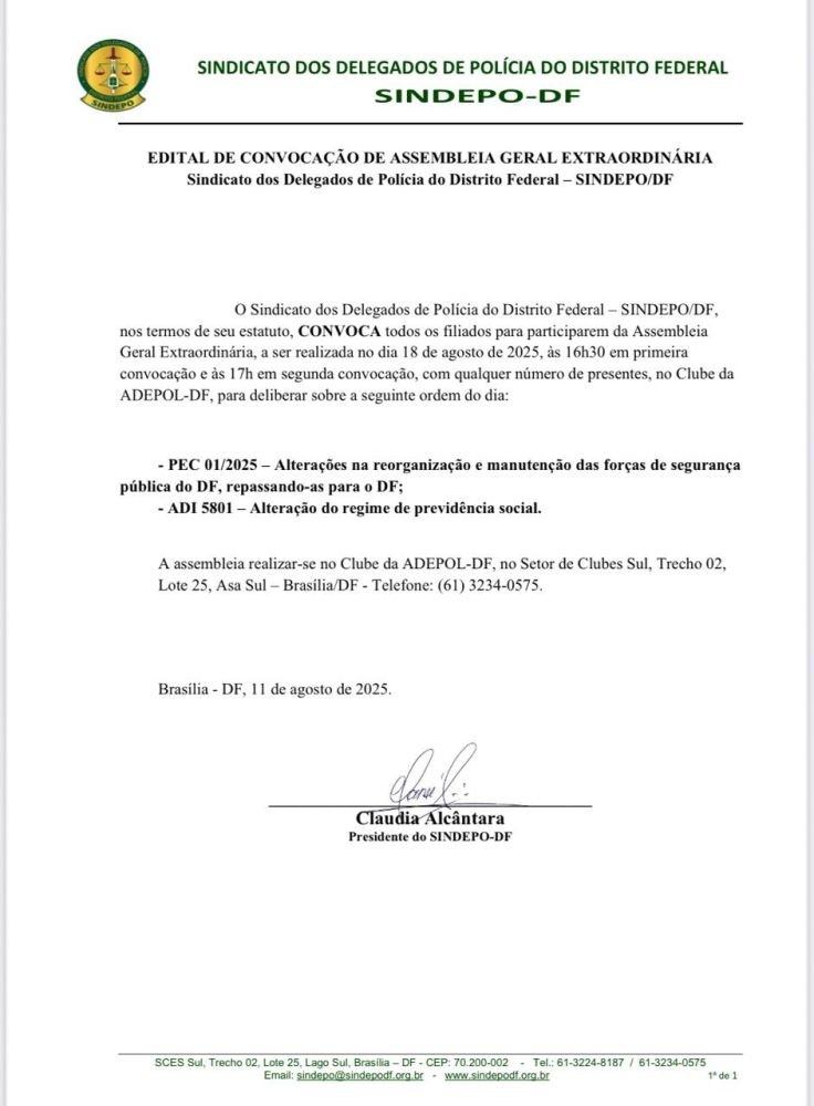 Convocação para Assembleia Geral Extraordinária — agosto de 2025